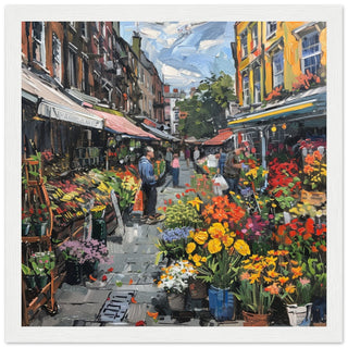 Vibrancy of Columbia Road Flower Market white framed art print | By Print Room Ltd
