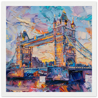 Tower Bridge in Oil - white wood framed artwork print | By Print Room Ltd
