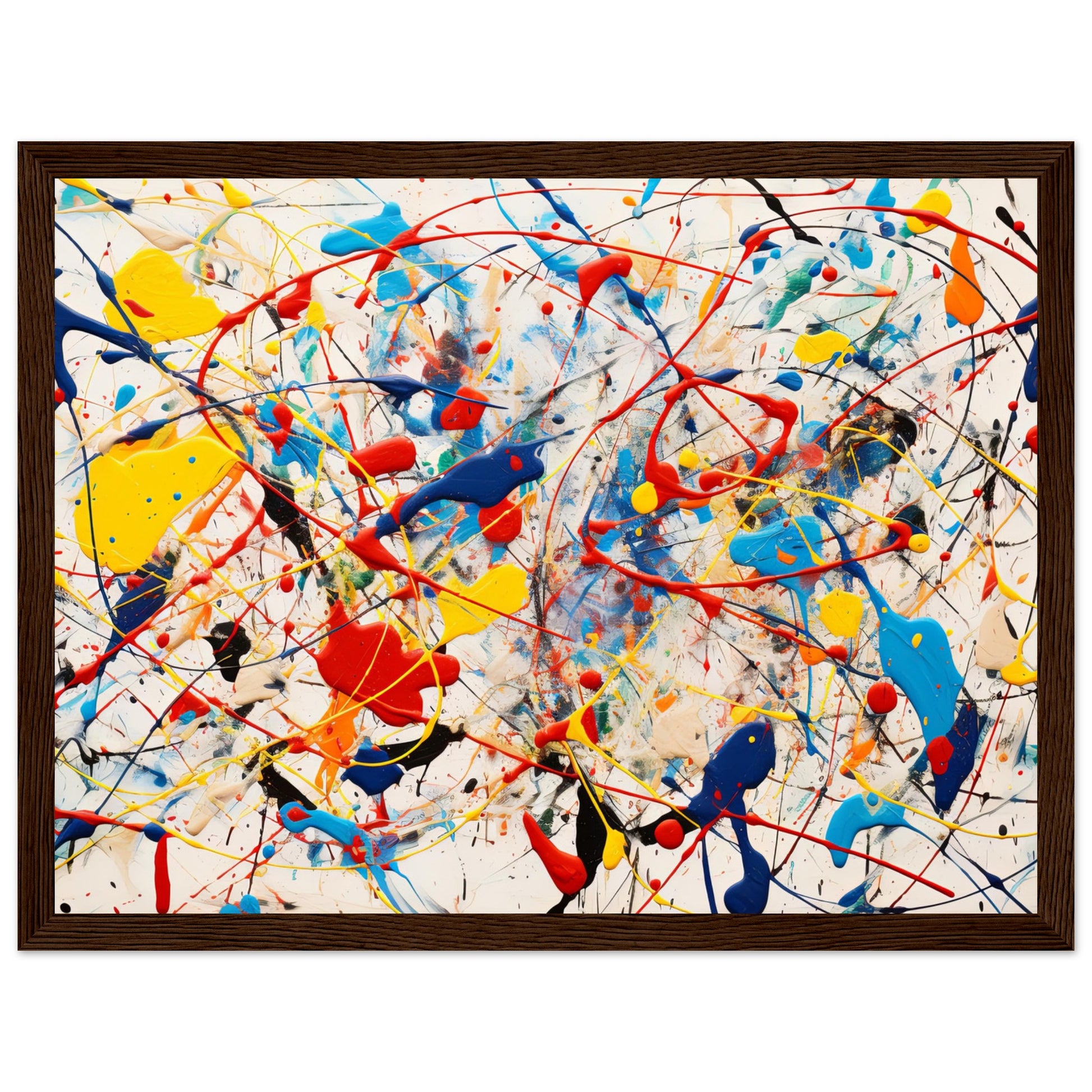 Abstract Art #30 - Inspired by Pollock White frame 30x40 cm / 12x16"