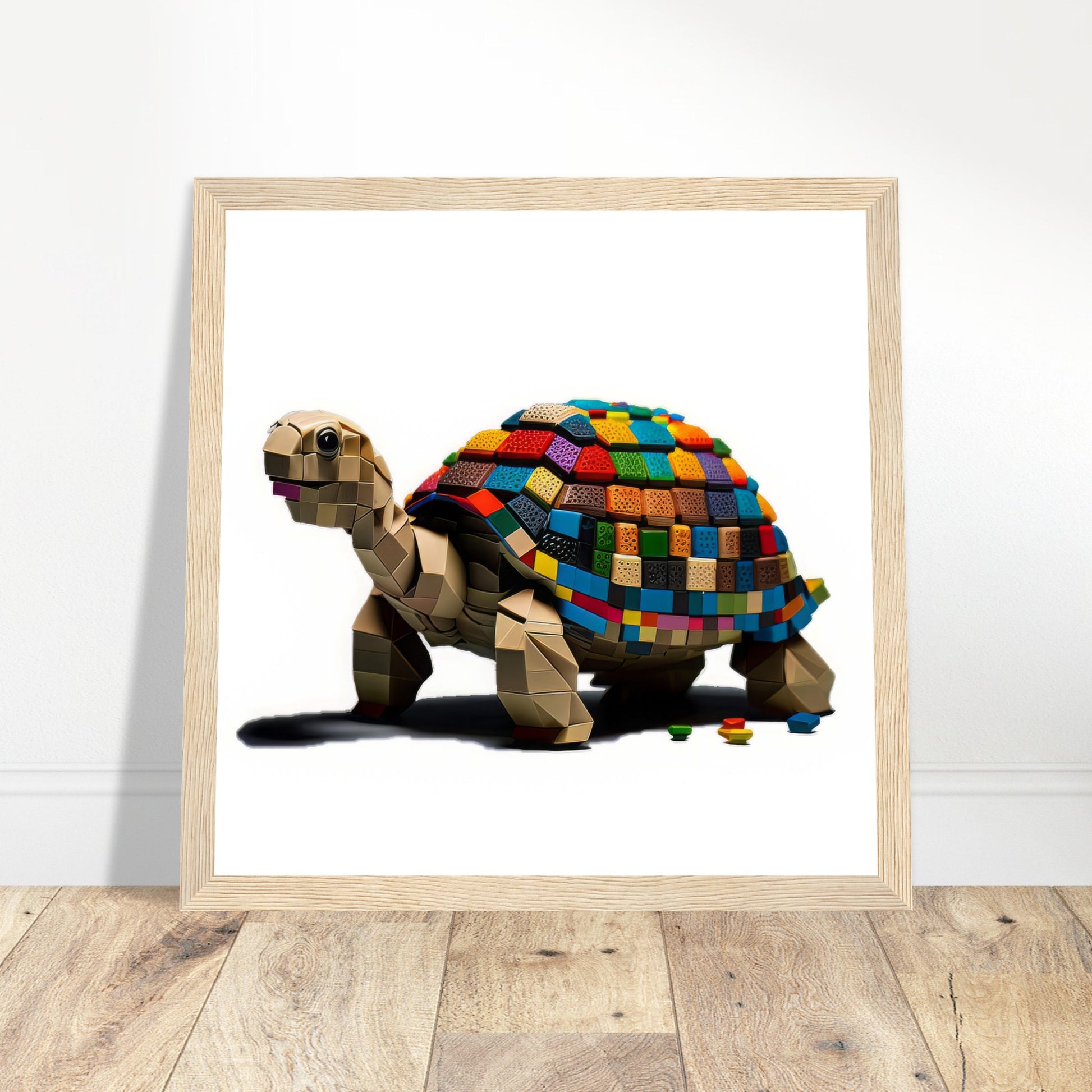 Block Tortoise Artwork - Print Room Ltd Dark wood frame 50x50 cm / 20x20"