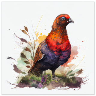 Red Grouse Art Print - Print Room Ltd No Frame Selected 70x70 cm / 28x28"