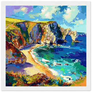 Durdle Door, Dorest white wood framed artwork print | By Print Room Ltd