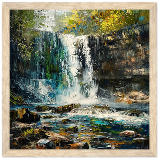 Sgwd yr Eira Waterfall: A Welsh Haven wood framed art print | By Print Room Ltd
