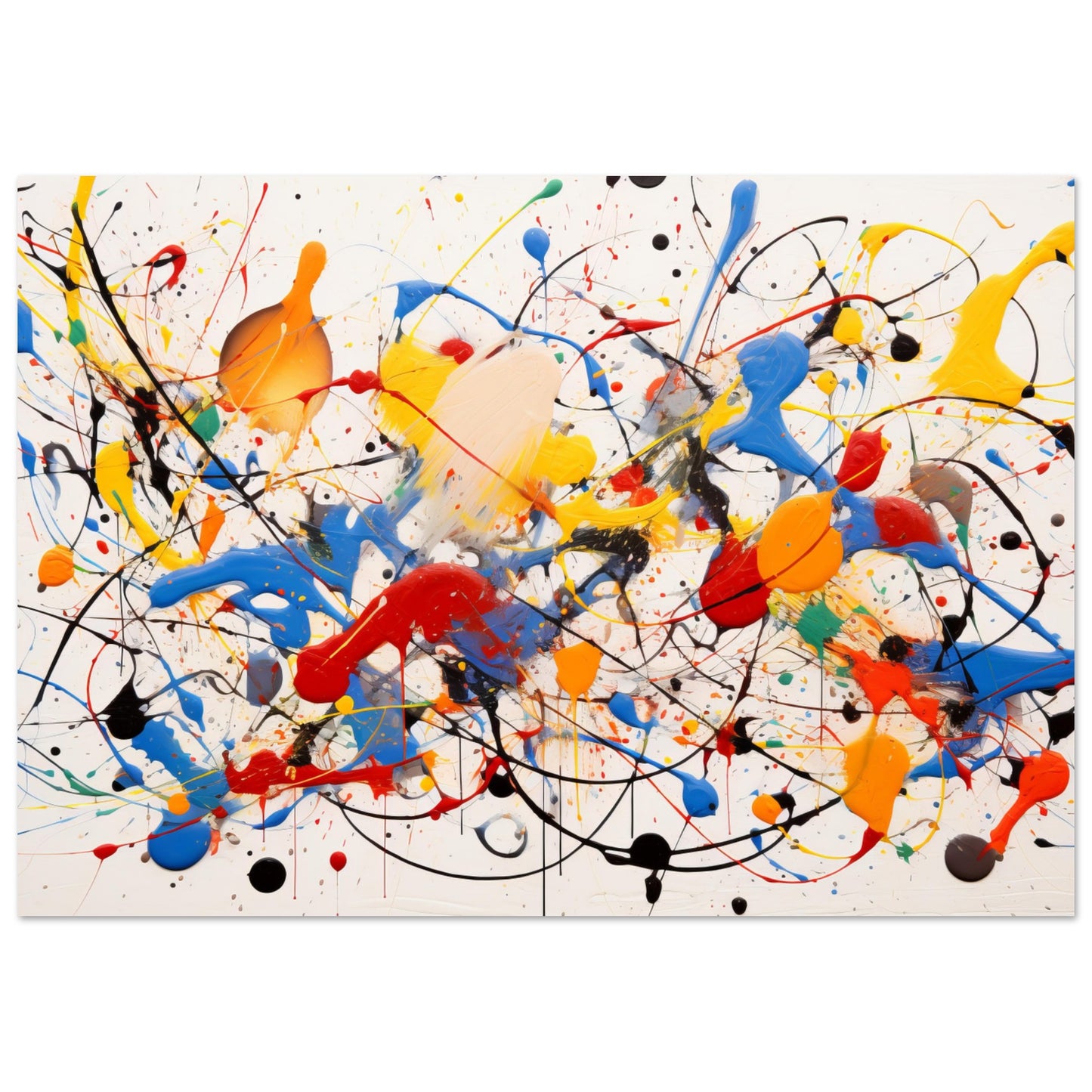 Dynamic Abstract Art Print #17 - Inspired by Pollock - 30x40 cm / 12x16"