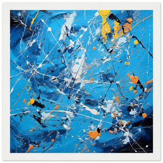 Abstract Art #45 - Pollock Inspired White frame 50x50 cm / 20x20"