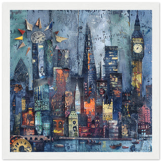 London Skyline Framed white wood Collector's Edition | By Print Room Ltd