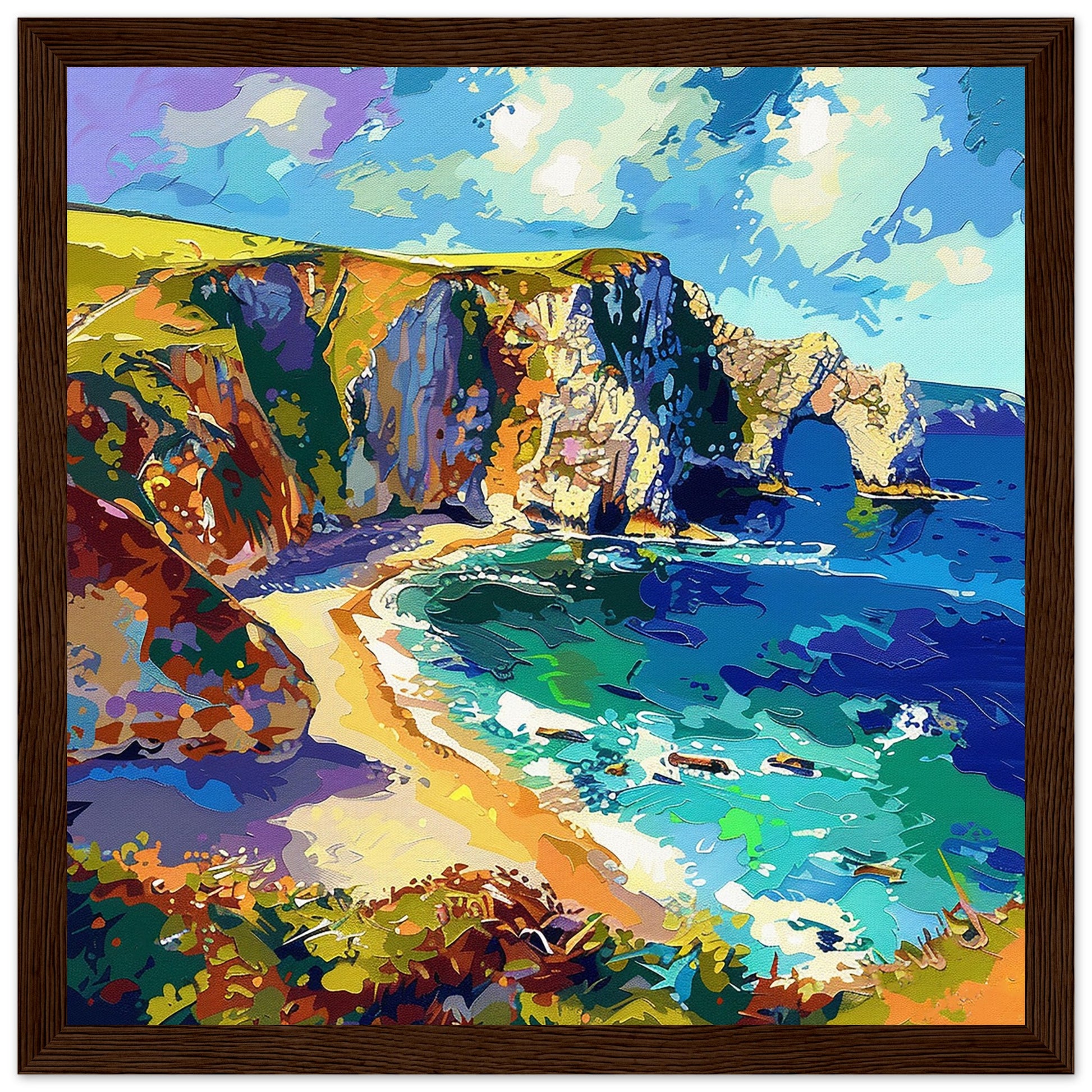 Durdle Door, Dorest dark wood framed artwork print | By Print Room Ltd