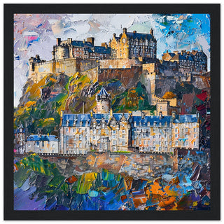 Royal Vista: Edinburgh Castle Immersed in Colour Black framed art print| By Print Room Ltd