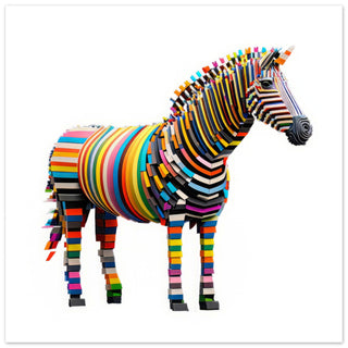 Block Zebra Artwork - Print Room Ltd No Frame Selected 70x70 cm / 28x28"