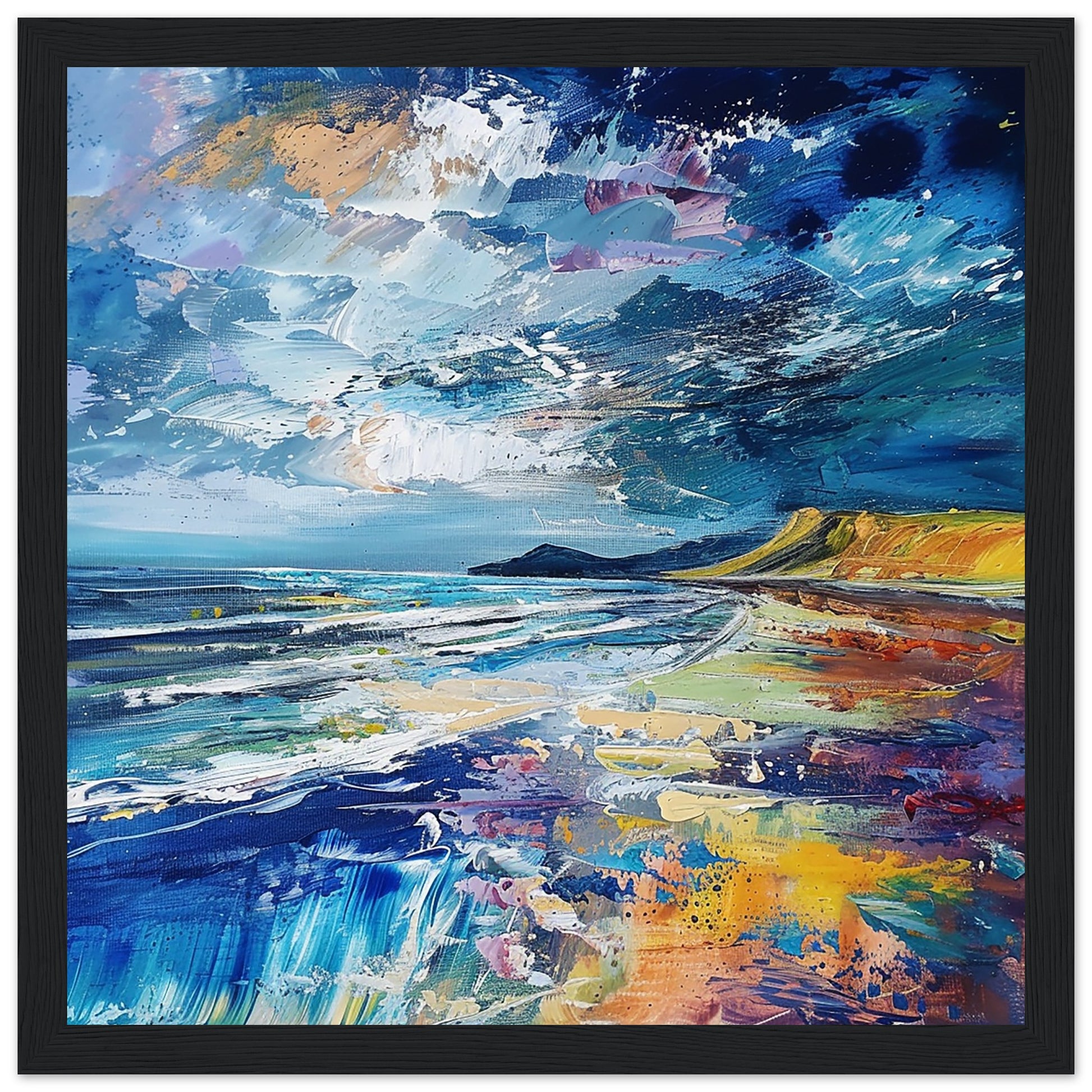 Rhossili Bay Abstract black framed art print | By Print Room Ltd