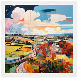 Oxfordshire Landscape Artwork - Print Room Ltd Black frame 70x70 cm / 28x28"