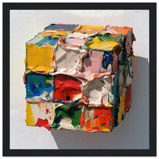 Rubik's Cube: Black Framed Modern Art Print | By Print Room Ltd