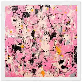 Dynamic Abstract art #41 - Pollock Inspired Wood frame 30x30 cm / 12x12"