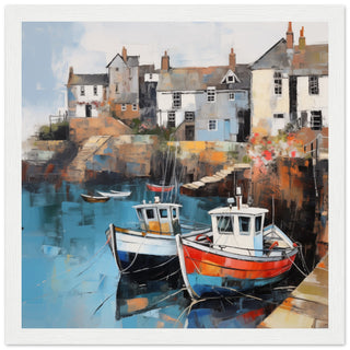 Port Isaac Seascape Artwork Prints - Print Room Ltd Black frame 70x70 cm / 28x28"