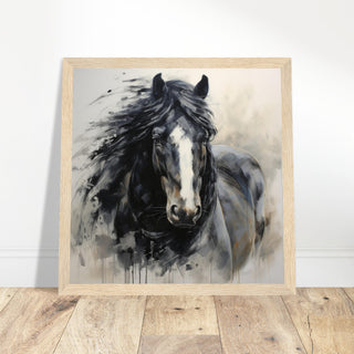 Horse Art #11 - Print Room Ltd Dark wood frame 30x30 cm / 12x12"
