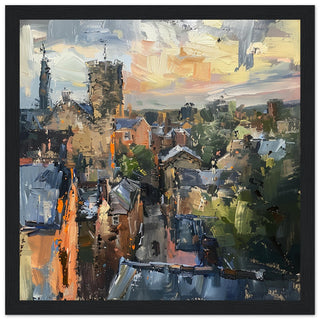 Dawn at Ludlow: Townscape Textures Art Print Black Framed | by Print Room Ltd