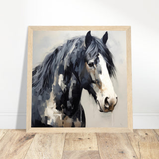 Horse Artwork - Equine Elegance Dark wood frame 70x70 cm / 28x28"