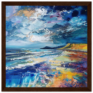 Rhossili Bay Abstract dark wood framed art print | By Print Room Ltd