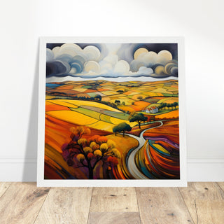 British Autumn Abstract Art - Print Room Ltd White frame 30x30 cm / 12x12"