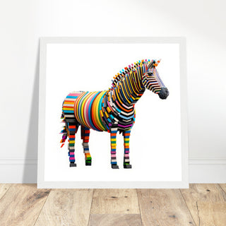 Block Zebra Artwork - Print Room Ltd Dark wood frame 70x70 cm / 28x28"
