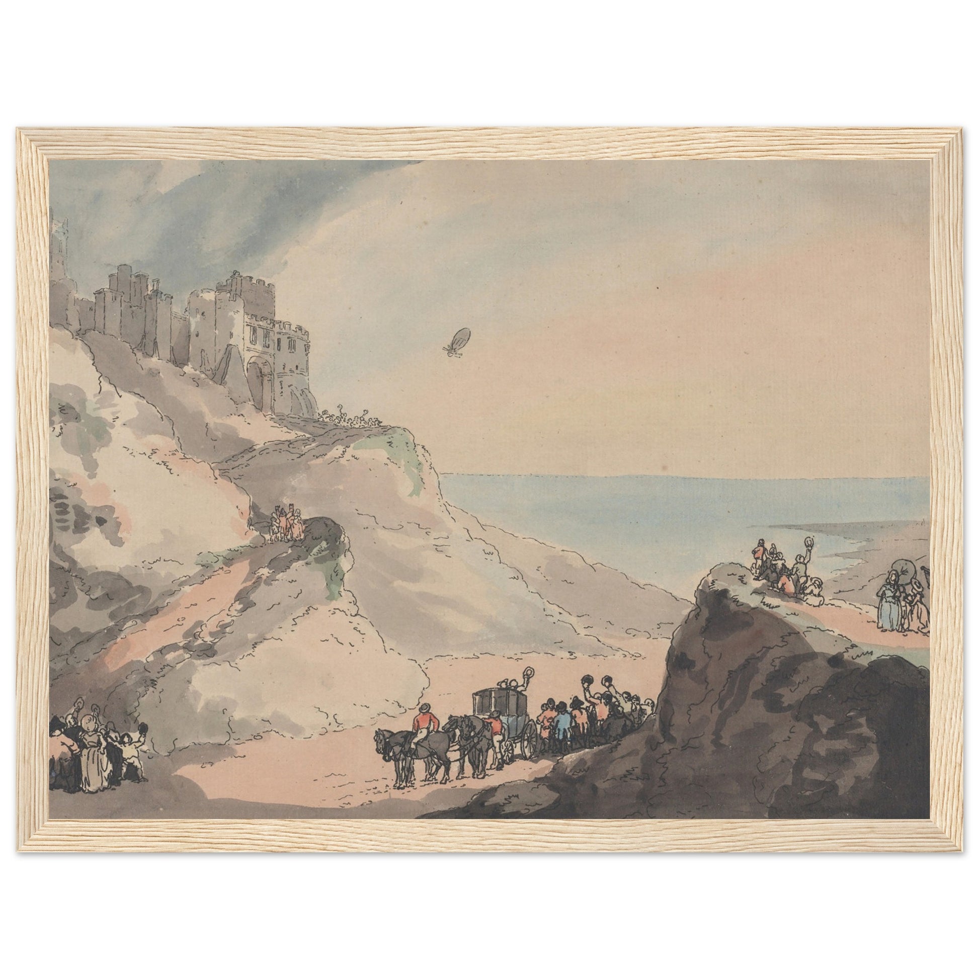 Blanchard and Jeffries' Balloon from Dover artwork print wood frame | By Print Room Ltd