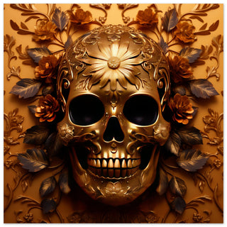 Golden Skull Artwork - Print Room Ltd No Frame Selected 70x70 cm / 28x28"