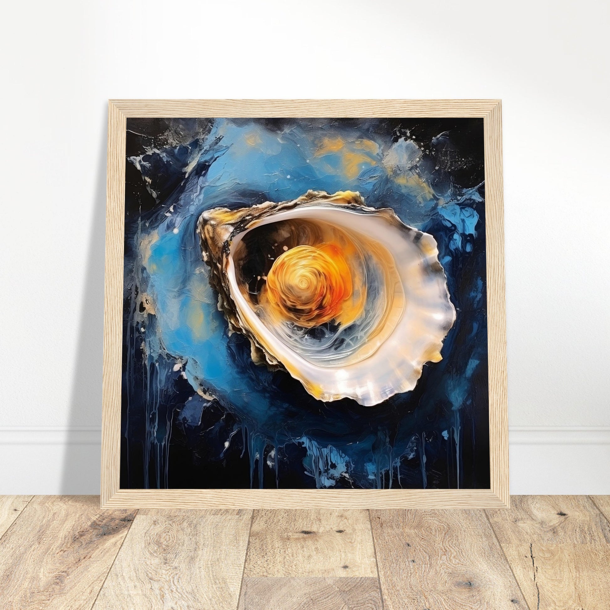 Oyster Collection Sea Artwork #6 - Print Room Ltd Dark wood frame 30x30 cm / 12x12"