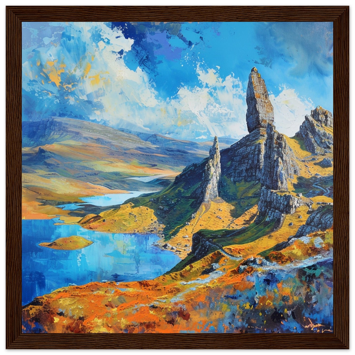 Isle of Skye’s Old Man of Storr: Highland Majesty dark wood framed art print | By Print Room Ltd