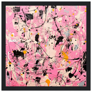 Dynamic Abstract art #41 - Pollock Inspired Dark wood frame 30x30 cm / 12x12"