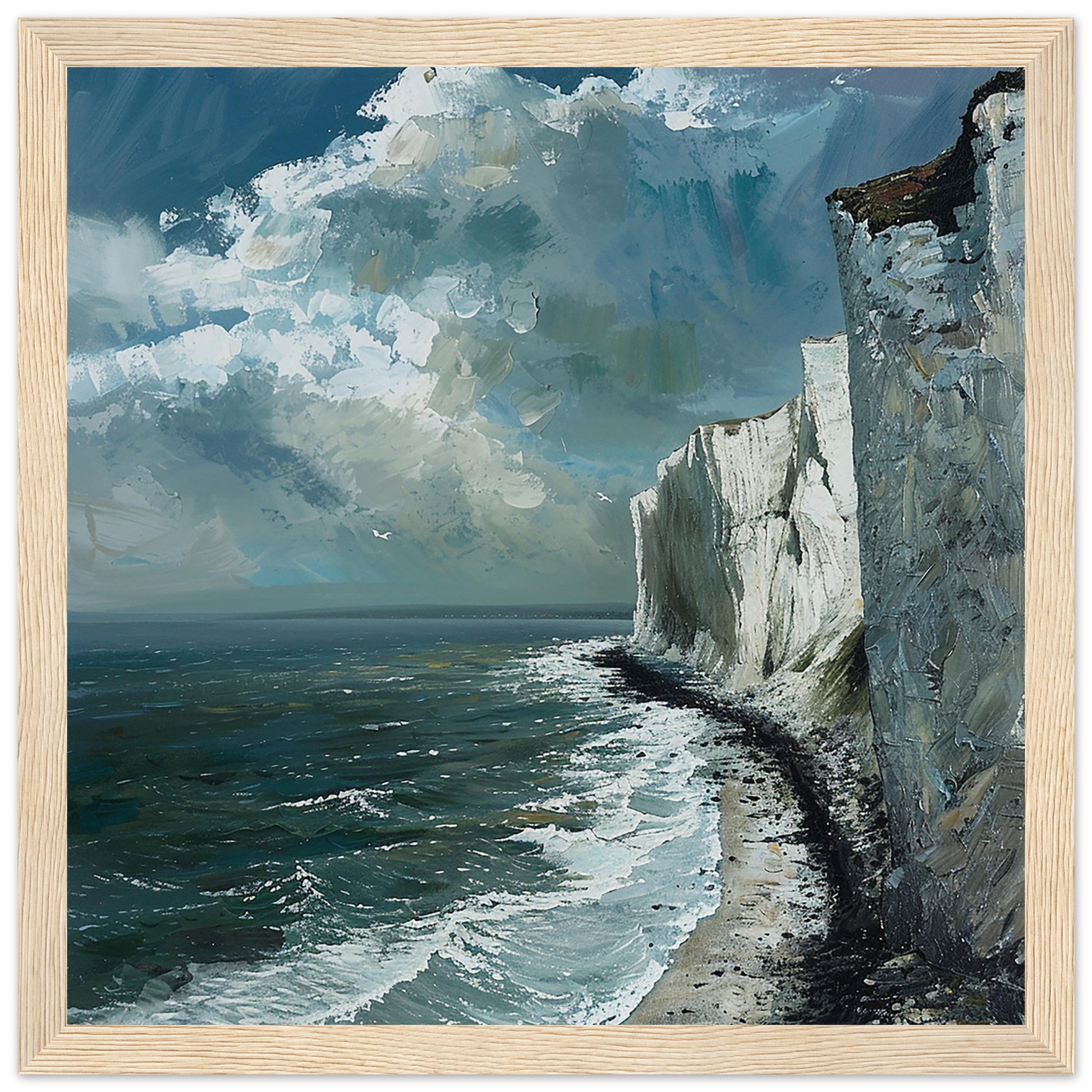 Artwork Print Majestic Cliffs: Serenity at Sea, Dover large framed Wood Frame| By Print Room Ltd