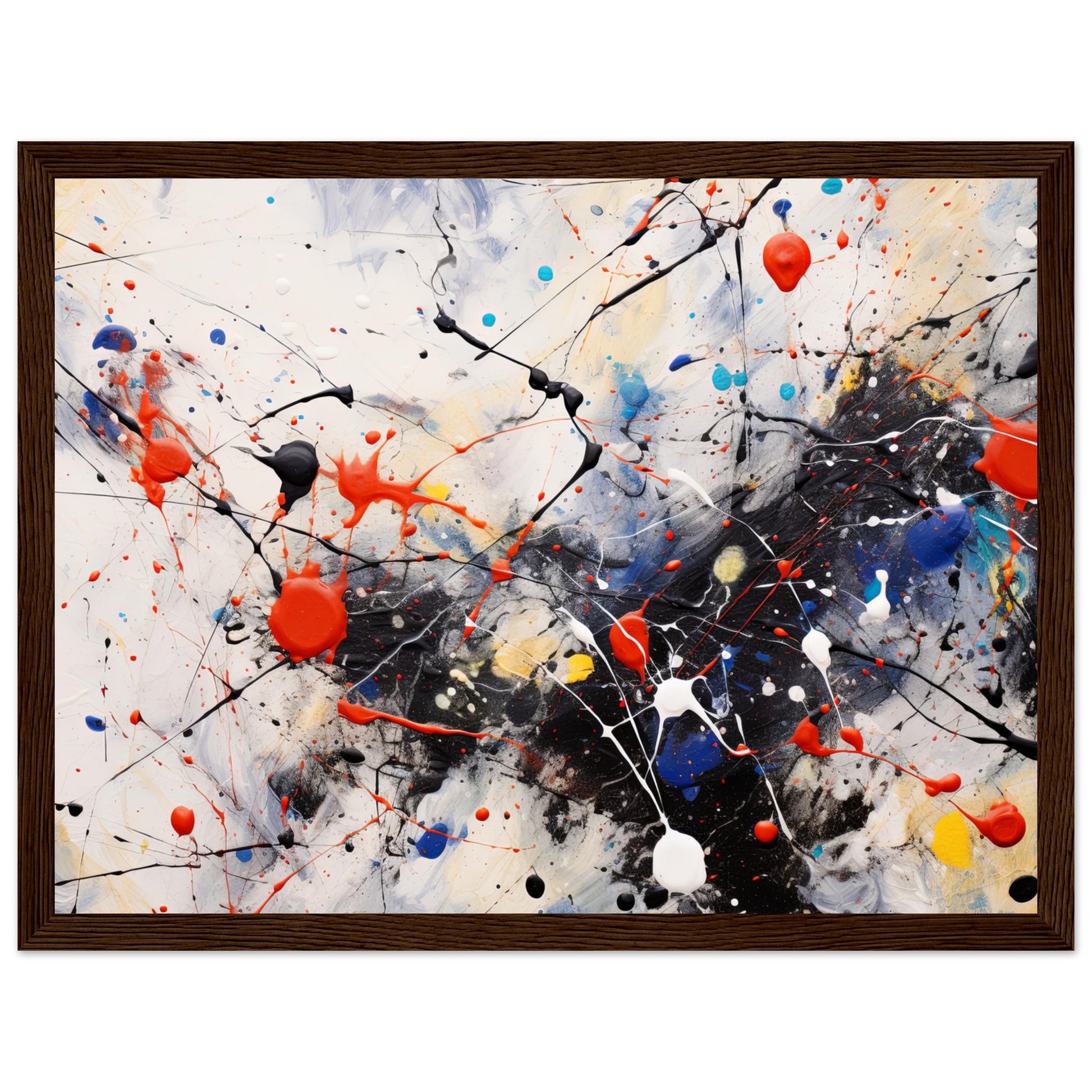 Pollock Style Abstract Art Print #24 Wood frame 30x40 cm / 12x16"