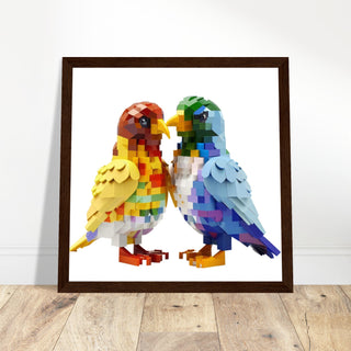 Building Block Birds Art - Print Room Ltd White frame 30x30 cm / 12x12"