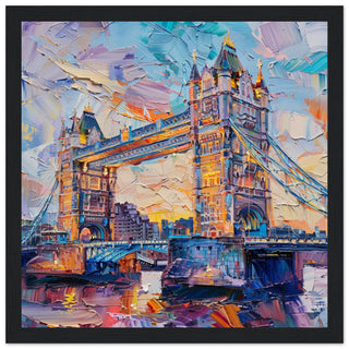  Tower Bridge in Oil - black wood framed artwork print | By Print Room Ltd