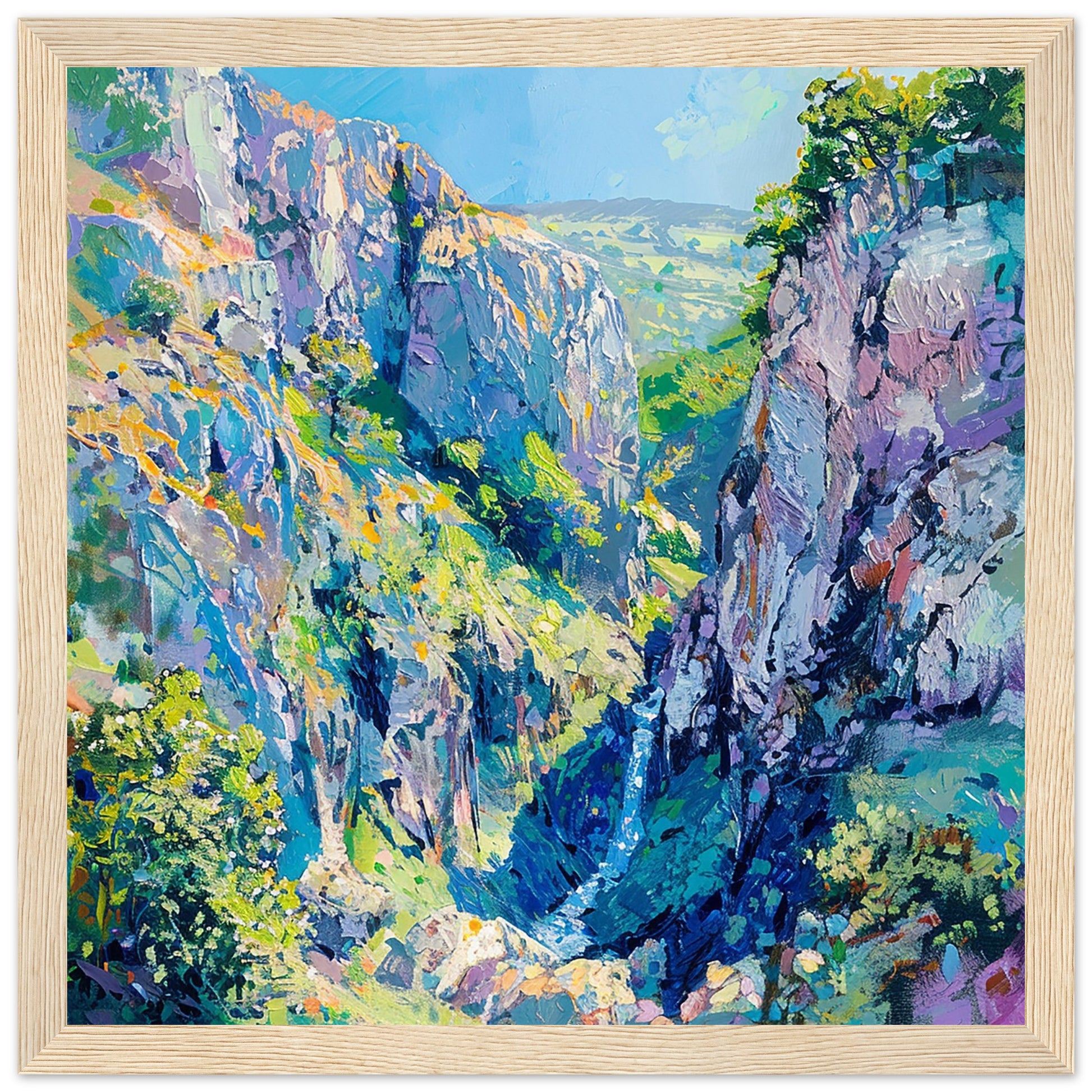 Cheddar Gorge Grandeur framed wood artwork print | By Print Room Ltd