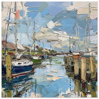 Harbour Brushstrokes: Lymington Marina at Day art print | by Print Room Ltd