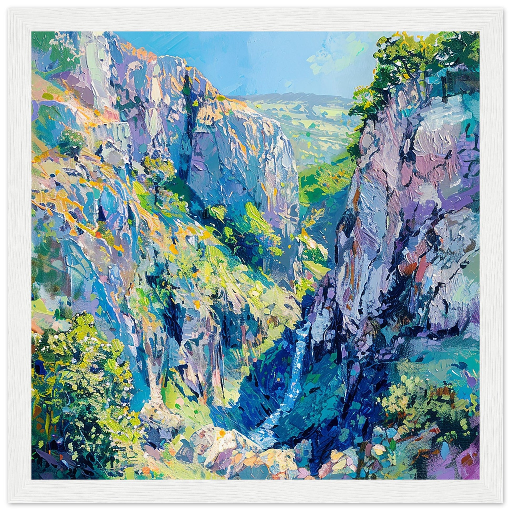 Cheddar Gorge Grandeur framed white artwork print | By Print Room Ltd
