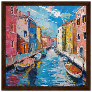 Venetian Vibrance: Murano's Canal Palette dark wood framed art print | by Print Room Ltd