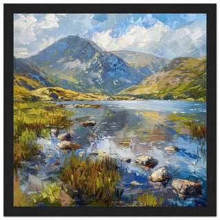 Reflections of Llyn Idwal black framed art print | By Print Room Ltd
