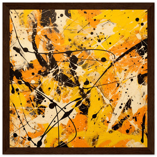 Pollock Abstract #43 - Art Print Dark wood frame 50x50 cm / 20x20"