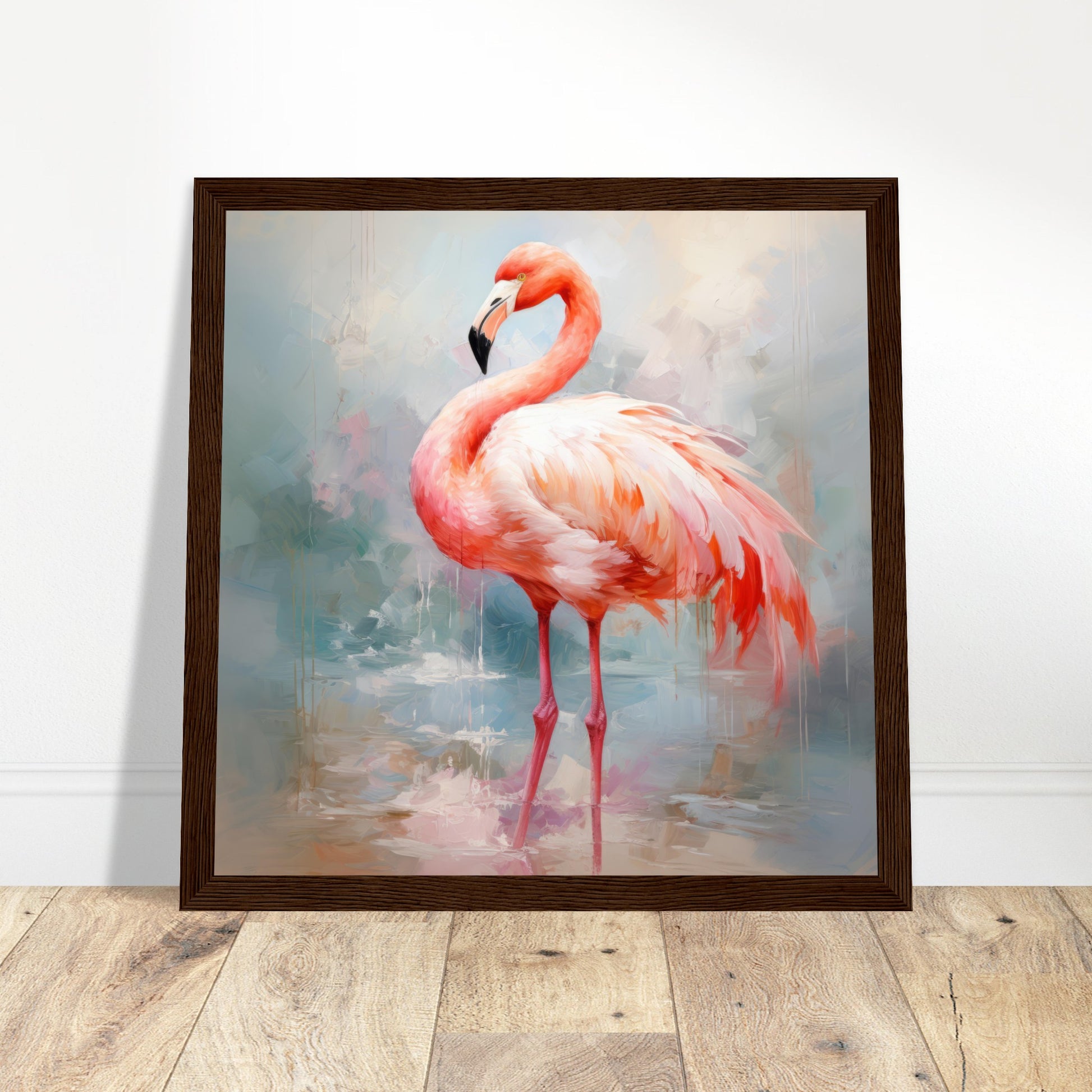 Flamboyant Flamingo Art - Print Room Ltd Black frame 70x70 cm / 28x28"