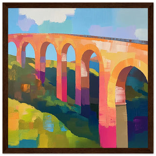 Abstract Harringworth Viaduct on a Summer's Day  Large Art Print Dark Wood Frame