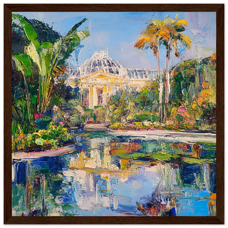 Abstract Kew Gardens in Summer Art Print Dark Wood Frame