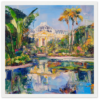 Abstract Kew Gardens in Summer Art Print White Frame