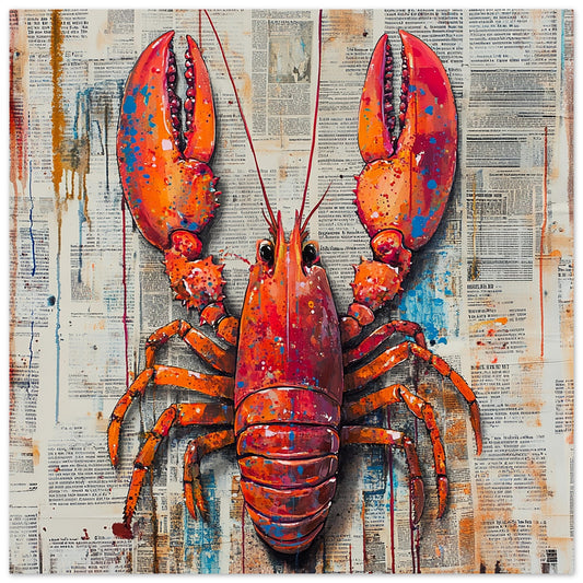 Abstract Lobster Over Vintage Newsprint Art Print