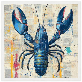 Abstract Lobster Over Vintage Text - A Splash of Colour and Creativity Art Print White Frame