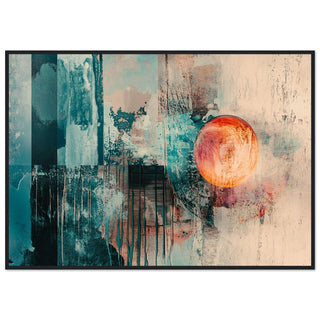Abstract Mixed Media with Vibrant Colours Black Wood Framed Art Print