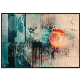 Abstract Mixed Media with Vibrant Colours Dark Wood Framed Art Print