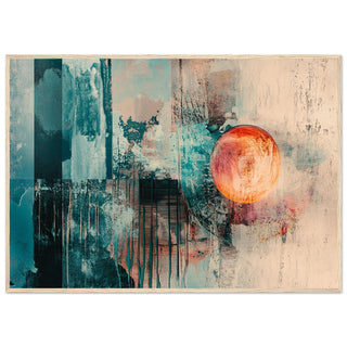 Abstract Mixed Media with Vibrant Colours Light Wood Framed Art Print