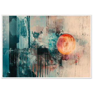Abstract Mixed Media with Vibrant Colours White Wood Framed Art Print