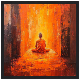 Abstract Tranquil Buddha Art Print Black Frame